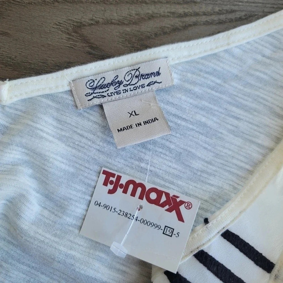 NWT Lucky Brand Boho Embroidered Tank Top Black Cream Sleeveless Cotton Modal XL - Picture 13 of 13